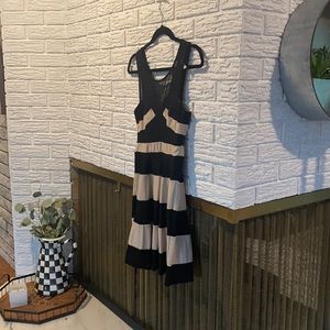 Beige and black striped dress